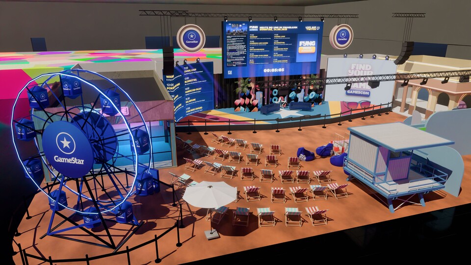 Bisher gibts unsere Showbühne nur als Render, aber ihr könnt vermutlich trotzdem erahnen, was wir da auf die Beine stellen wollen. Ihr findet uns in Halle 7, Stand B051 - C050.