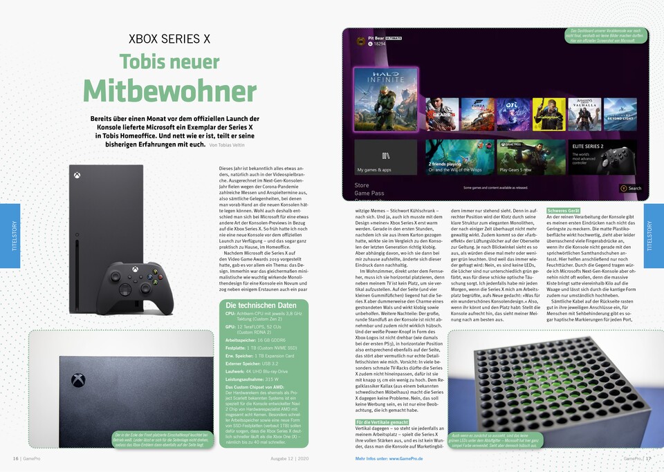 In der Titelstory berichtet Tobi von seinen Erlebnissen mit der Xbox Series X.
