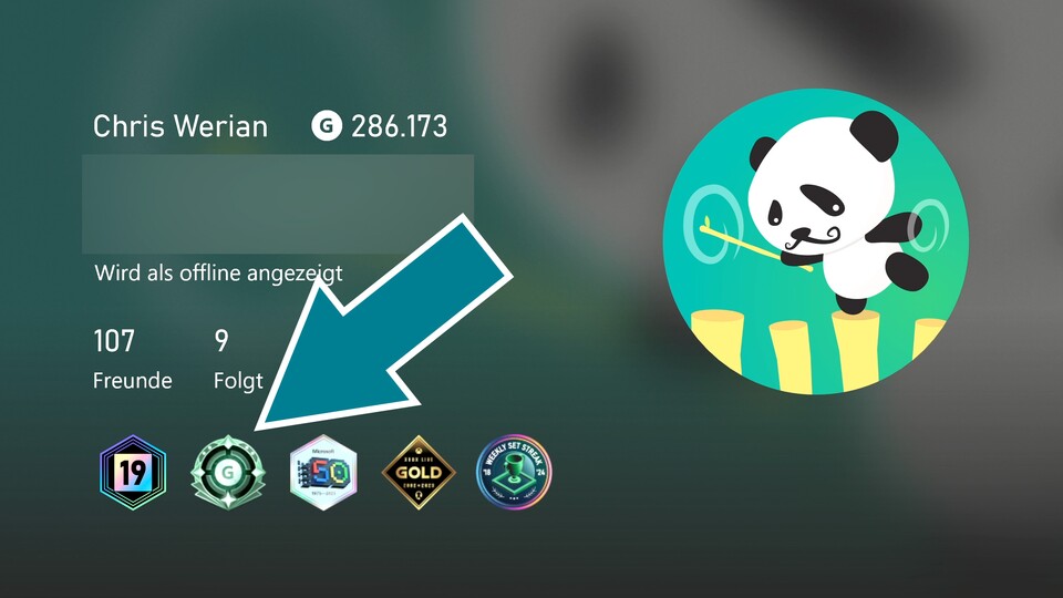 Der Gamerscore-Badge hat sich als zweites Icon in der Liste eingereiht.