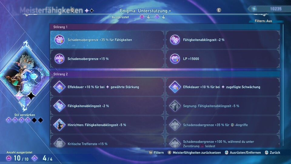 Meisterfähigkeiten verstärken die Charakter mit passiven Boosts. (© Cygames)