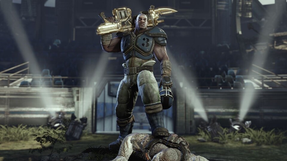 Die goldene Retro-Lancer ist eines der Bonusitems in der Gears of War 3-Beta.