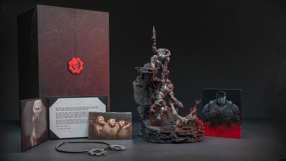 Ein Blick auf die physischen Inhalte der Collectors Edition von Gears of War: E-Day.