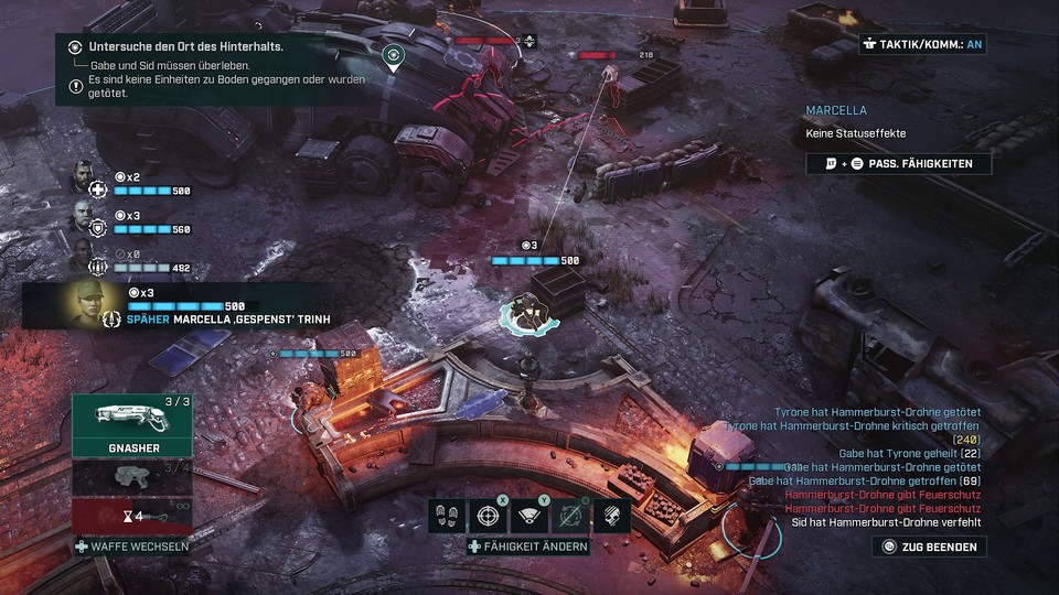 Sich auf dem Schlachtfeld geschickt zu positionieren, ist in Gears Tactics essenziell.
