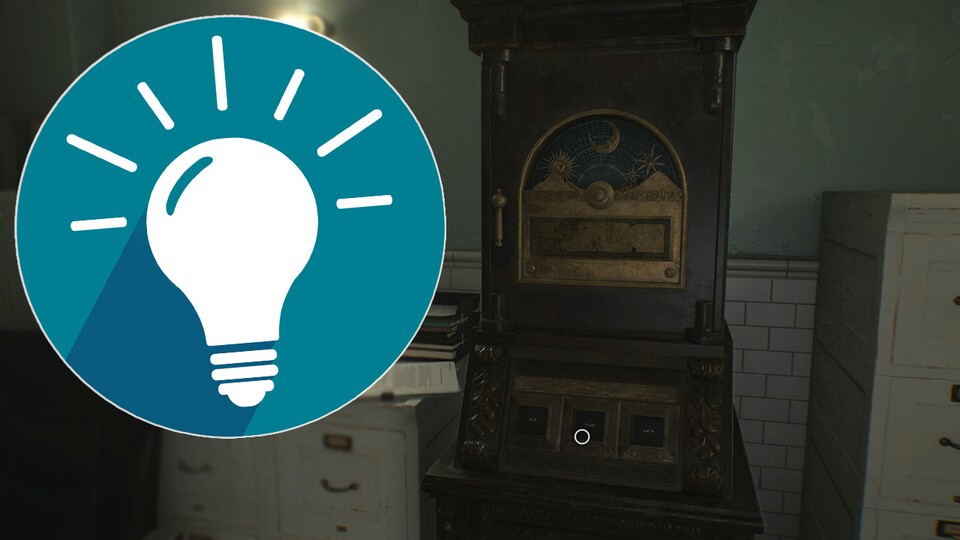 Geheimschrank Nummer 3 beinhaltet den letzten Quader zur Flucht aus dem Sanatorium.