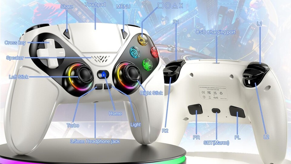 Auf der Rückseite des günstigen PS5-Controllers findet ihr programmierbare Extratasten.