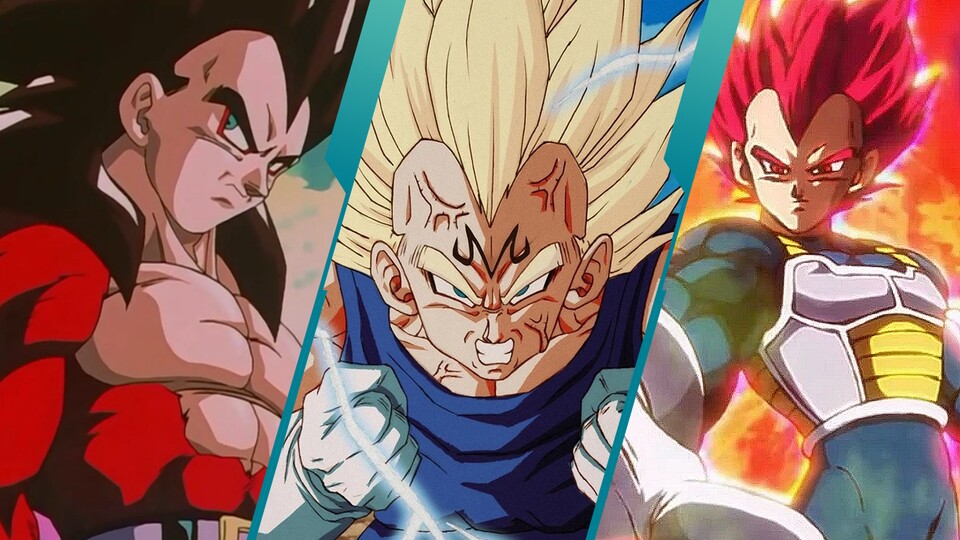 Alle Transformationen und neue Kraftformen von Vegeta, die er im Laufe der Geschichte von Dragon Ball erreicht hat. (Bild: © Toei Animation)