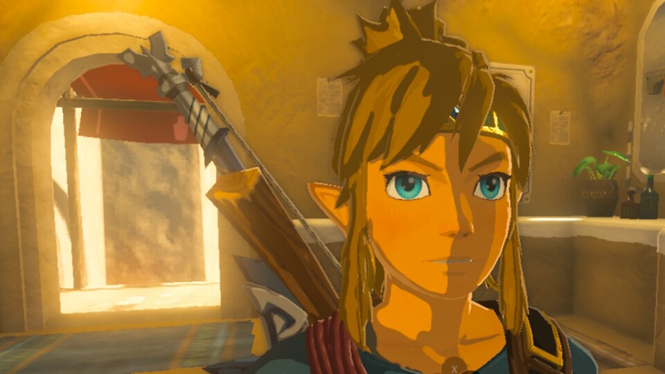 Link hat in Zelda Tears of the Kingdom alle Hände voll zu tun – zum Beispiel mit Schilder aufstellen.