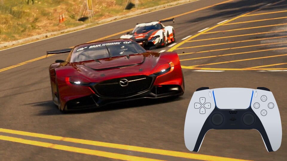 Kein Lenkrad mehr nötig? Gran Turismo 7 profitiert laut Entwickler enorm von DualSense-Features.