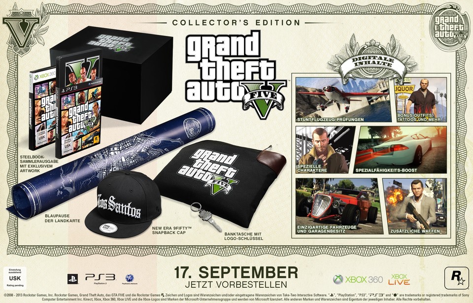 Die Collector's Edition zu Grand Theft Auto 5 wird einige digitale Zusatzinhalte mit sich bringen. Die Details hat Rockstar Games nun bekannt gegeben.