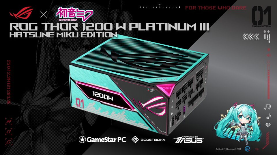 Selbst das Netzteil ist ein absolutes Kraftpaket mit starker Performance und dem unverwechselbaren Hatsune-Miku-Look.