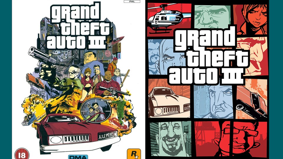 Das alte GTA 3 Coverdesign (links) und das bekannte neue (rechts).