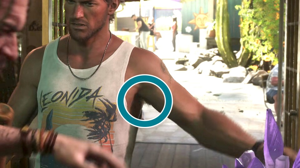 Hinter dieser Überfallszene vermuten wir eine Einstellung aus dem tatsächlichen Gameplay und dort sind kleine Achselhaare zu erkennen.
