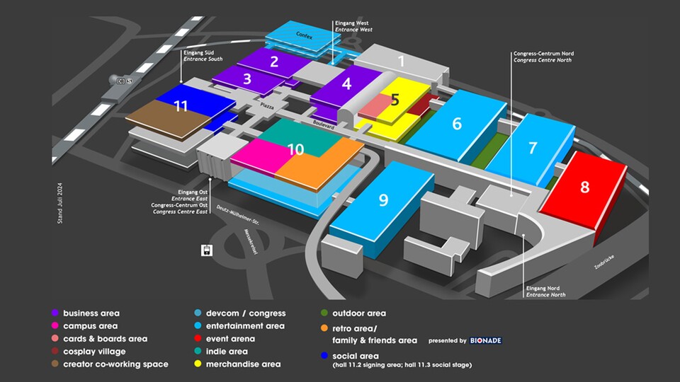 Der Hallenplan der gamescom 2024. Erstmals wird es eine dedizierte Halle für Brettspiele geben.