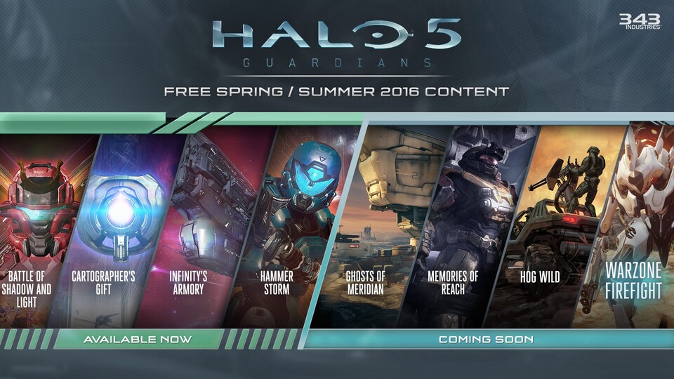 343 Industries hat die Titel der kommenden Halo-5-Updates veröffentlicht.
