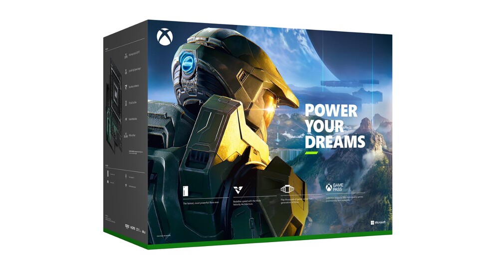 Halo: Infinite prangt auf der Box der Xbox Series X.