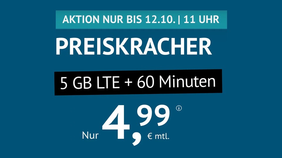Eine Woche lang gibt es bei Handyvertrag.de einen günstigen Tarif mit 5 GB Datenvolumen.