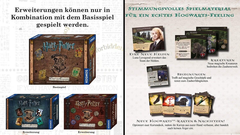 In den atemberaubenden Erweiterungen erwarten euch noch mehr Spielspaß und coole Gimmicks wie Ginny Weasley und Luna Lovegood als spielbarer Charakter.