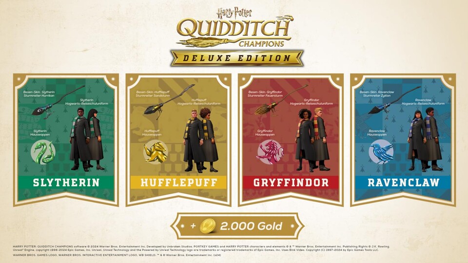 Die Harry Potter Quidditch Champions Deluxe Edition kommt mit Extras für jedes einzelne der Häuser.