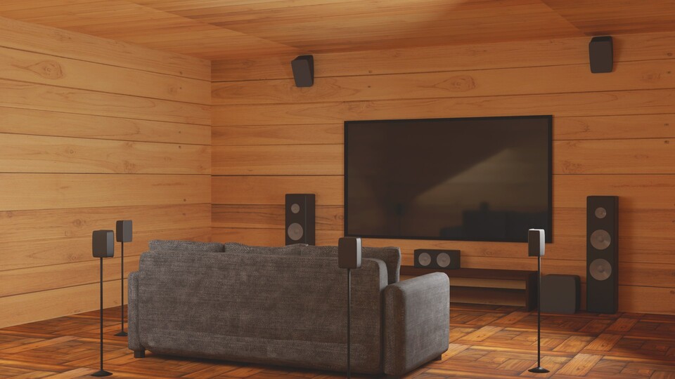 Atmos ermöglicht mithilfe von Deckenlautsprechern und mehreren Subwoofern das exakte akustische Orten von Klangquellen.