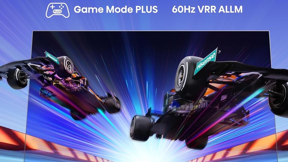 Niedriger Input-Lag dank Game Mode Plus: So verschafft euch der Hisense 43E6NT den entscheidenden Vorteil im Multiplayer.