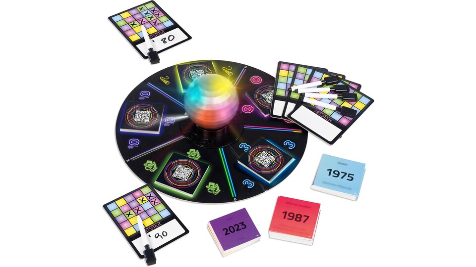 Die coole Discokugel ist mein persönliches Highlight bei Hitster Bingo, damit werden jede Runde die Kategorien neu gewählt!