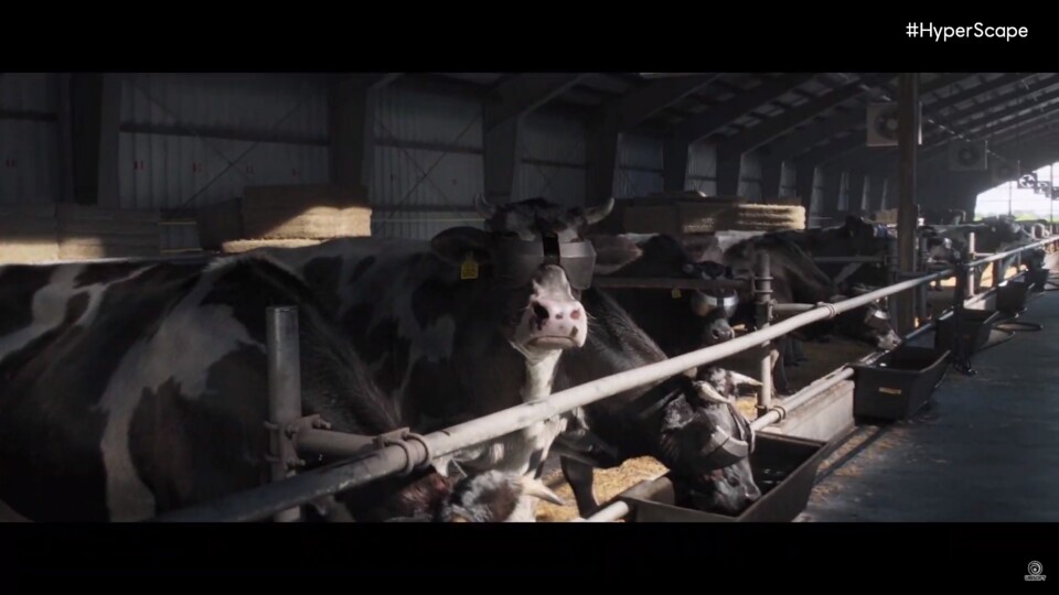 Hyper Scape ist Ubisofts Battle Royale-Shooter für PC, der im Trailer auch für einen kurzen Moment eine Kuh mit Sonnenbrille auf die große Bühne schob.