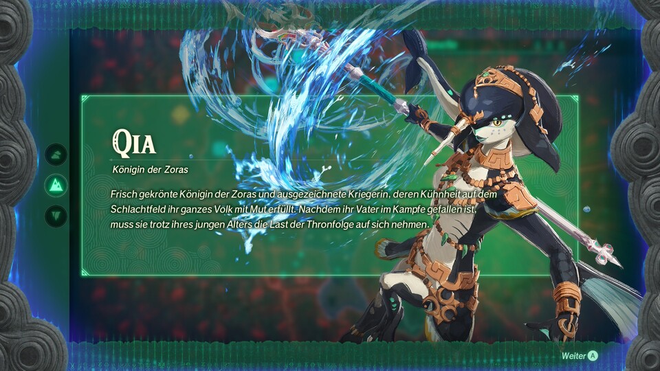 Hyrule Warriors: Chronik der Versiegelung lässt euch auch als Zora-Königin Qia in die Schlacht ziehen.
