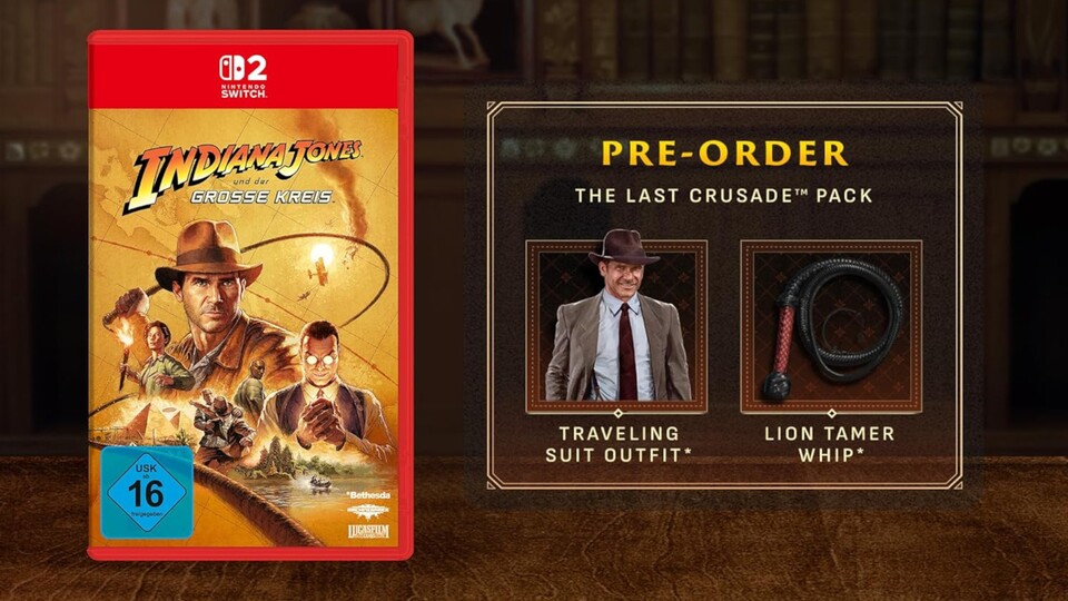 Hier seht ihr den Vorbesteller-Bonus für die Switch 2-Fassung von Indiana Jones und der Große Kreis.