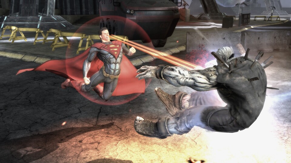 Was wäre Superman ohne seine berühmten Kräfte? Hier setzt er gerade den Hitzeblick ein und beschert seinem Gegner damit mehr als eine gesunde Bräune.