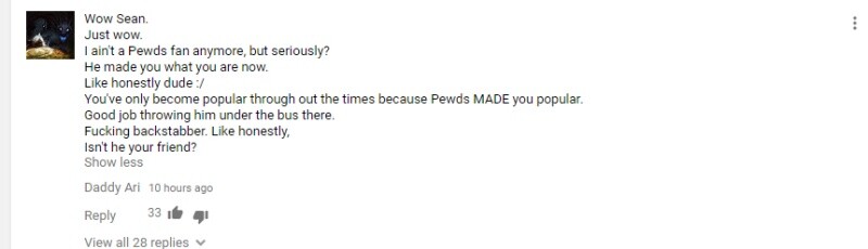 Da er von PewDiePie unterstützt wurde, habe Jacksepticeye kein Recht, ihn zu kritisieren.