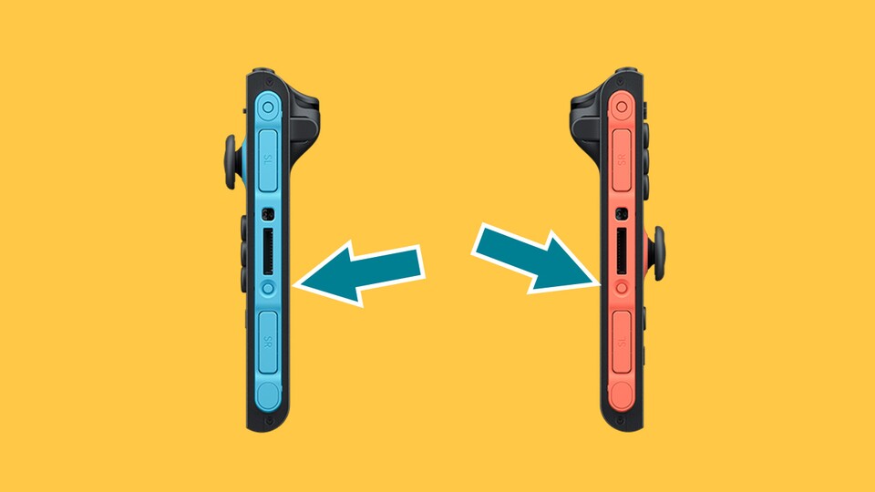 Mittig am Joy-Con befinden sich die Synchronisierungstasten.