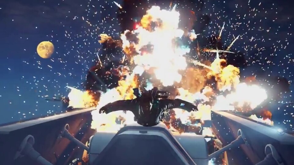 Im ersten DLC zu Just Cause 3 namens Sky Fortress erhalten die Spieler neue Waffen, einen raketenbetriebenen Wingsuit und werden von Drohnen in luftiger Höhe bedroht.