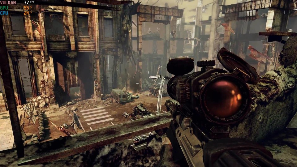 Trotz teuerster PC-Hardware fällt die Framerate in grafisch anspruchsvollen Szenen von Killzone 3 deutlich. (Bildquelle: Youtube Emulators and Gameplay HD)