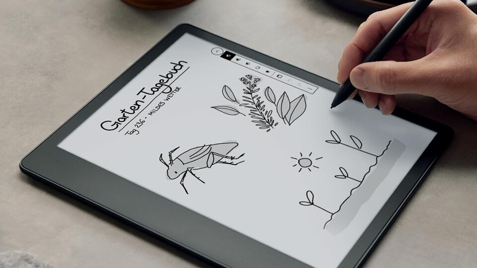 Ihr könnt mit dem Kindle Scribe nicht nur schreiben, sondern auch Zeichnungen anfertigen.