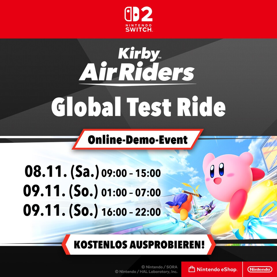 Dreimal könnt ihr an diesem Wochenende Kirby Air Riders kostenlos spielen.
