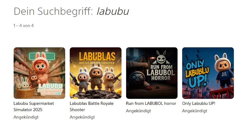 Die vier Labubu-Spiele auf einen Blick.