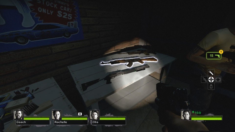 Left 4 Dead 2: In den Schutzräumen rüstet ihr euch vor den Einsätzen mit Waffen, Munition und Verbandszeug aus.