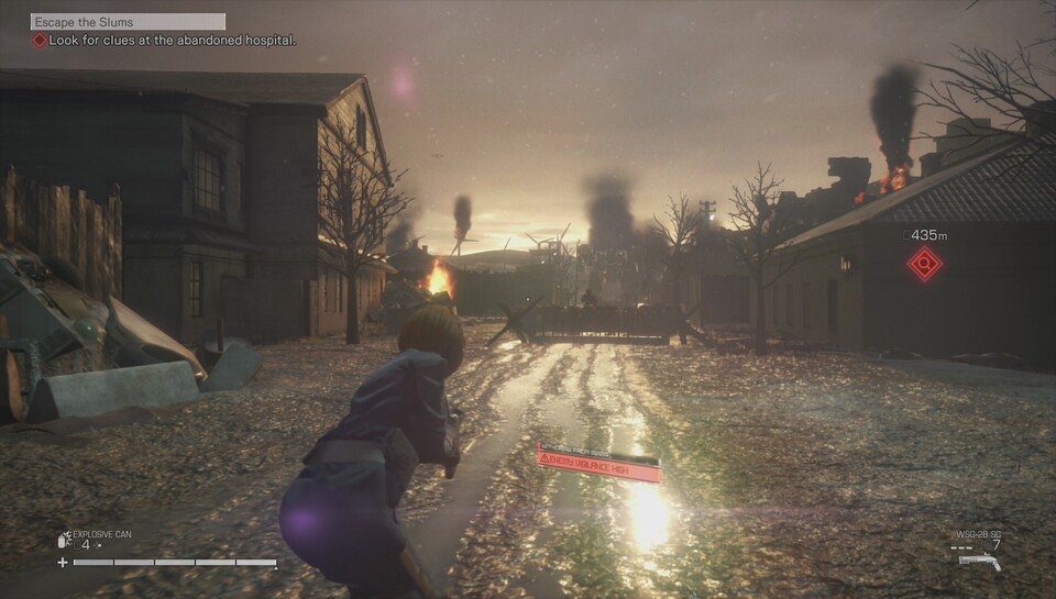Technisch erinnert Left Alive eher an einen PlayStation 3-Titel. Die Beleuchtung und das Umgebungsdesign vermitteln trotzdem Atmosphäre.