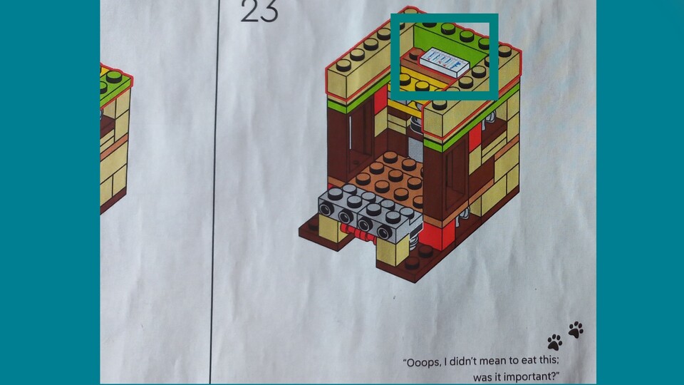 So sieht das Innere des Hundes aus. (Bildquelle: beigelegte Anleitung, Copyright: LEGO).