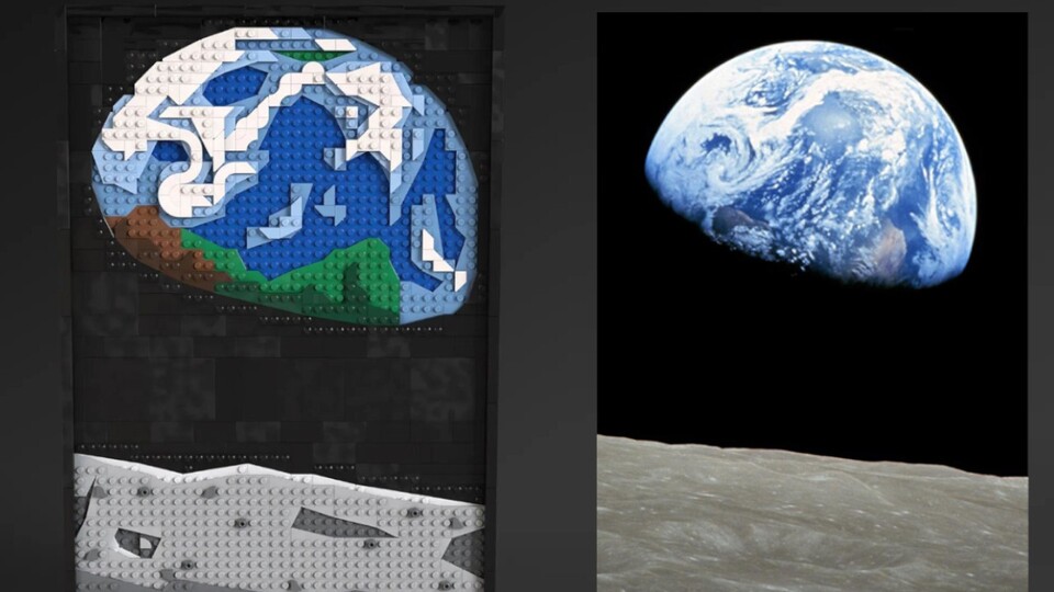 Das berühmte Earthrise-Foto mit LEGO nachgebaut.