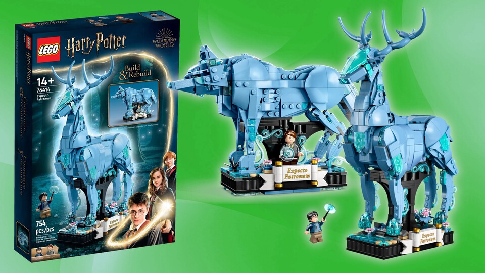 Das LEGO Harry Potter Expecto Patronum Set: Den Patronus von Harry könnt ihr in den von Lupin umbauen.