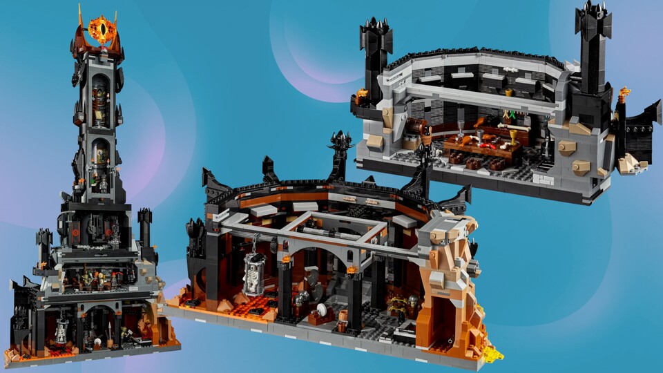 Die LEGO-Version von Barad-dûr hat ein reiches Innenleben. Rechts seht ihr das Erdgeschoss und den ersten Stock.