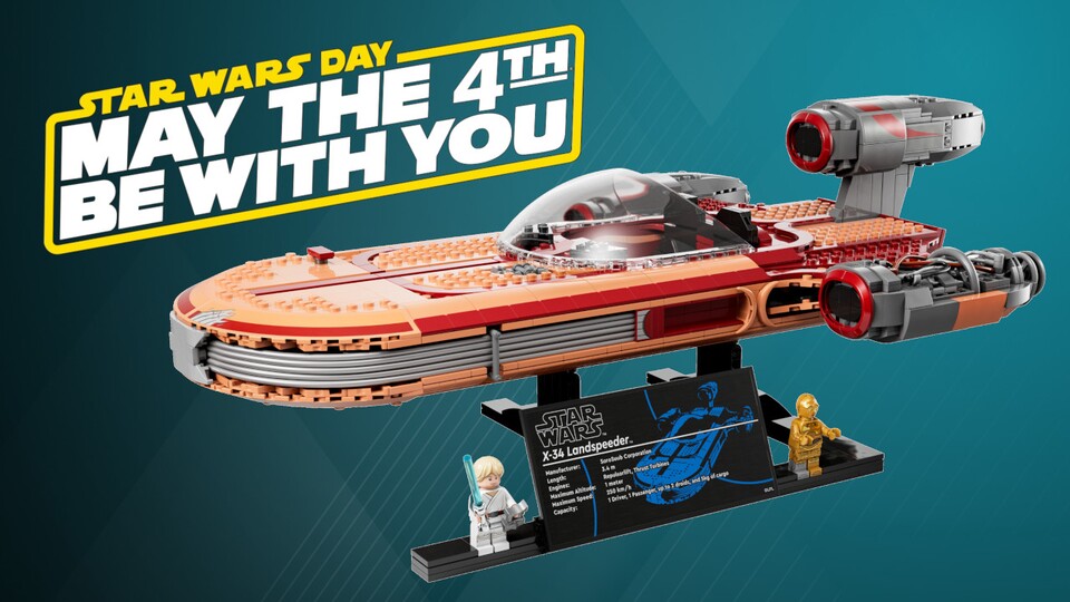 Zum Star Wars Day könnt ihr euch im LEGO Shop den neuen Landspeeder von Luke Skywalker sichern. Daneben gibt es kostenlose Beigaben zu Star-Wars-Produkten.