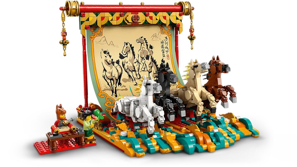 Leinwand mit Galoppierenden Pferden (Quelle: Lego.com)