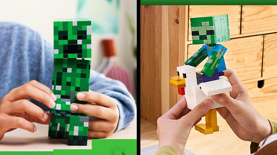 Jeder Stein ein Pixel: Besonders die Modelle der Mobs zeigen, wie gut LEGO und Minecraft zueinander passen.