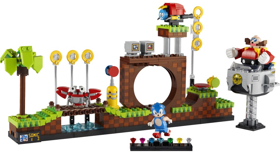 Das LEGO Sonic the Hedgehog Green Hill Zone Set ist dem ursprünglichen Jump+Run-Level sehr ähnlich.