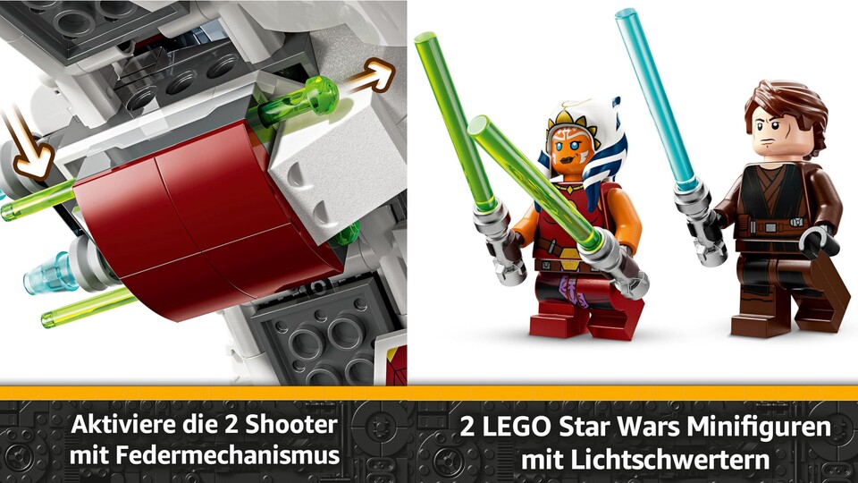 Das neue LEGO Star Wars Set bietet Waffen mit Federmechanismus und zwei mit Lichtschwertern bewaffnete Minifiguren.