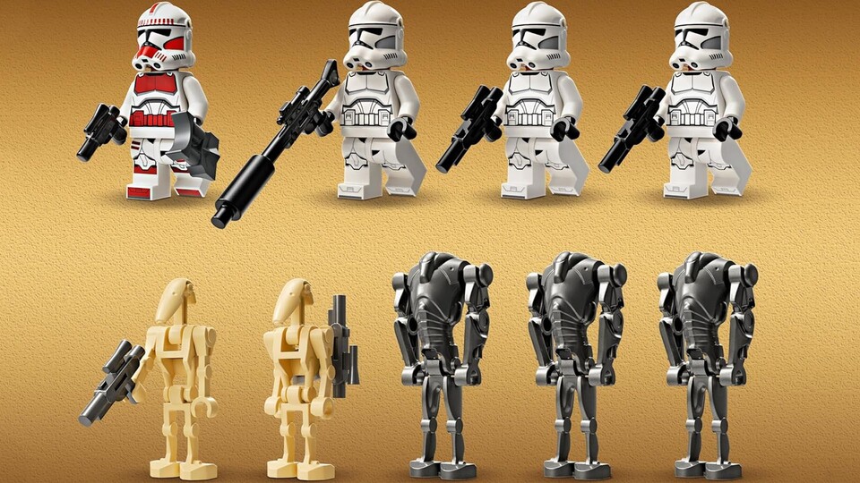 Vier Klone und fünf Droiden liegen dem Battle Pack als Minifiguren bei.