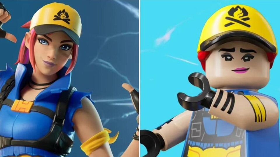 Der Fortnite-Skin (links) und der Lego-Avatar(rechts).