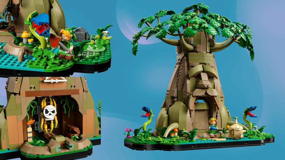 Das LEGO Zelda Deku-Baum Set lässt sich in zwei verschiedenen Versionen aufbauen. Hier seht ihr die Ocarina of Time-Variante.